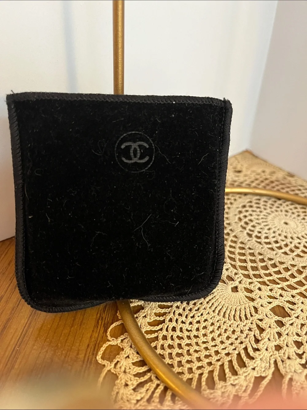 CHANEL Pink Compact Mirror with Black CC Logo case